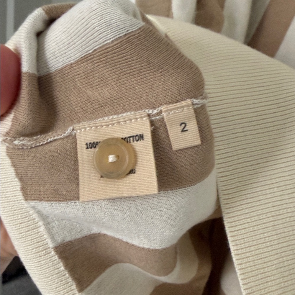 NWT Cal Pima Cotton Henley in Cream and Latte Stripe - Picture 2 of 8